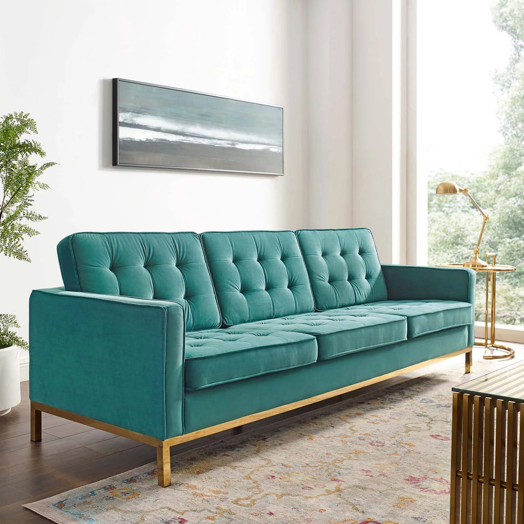 Gold Teal Velvet Sofa M351504