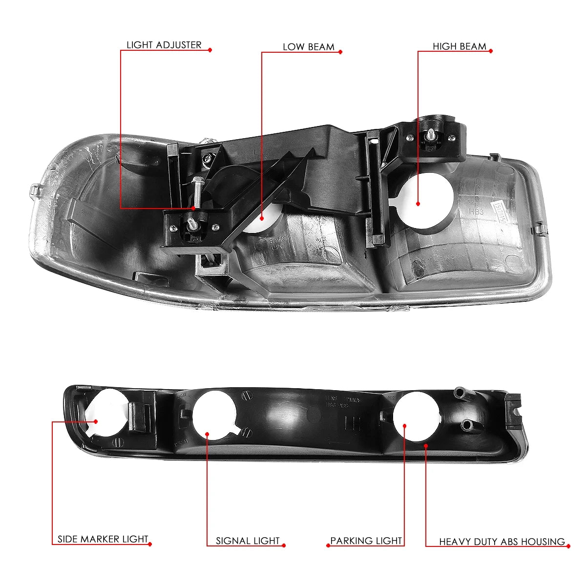 Black Housing Headlight and Clear Corner Bumper Light Z696
