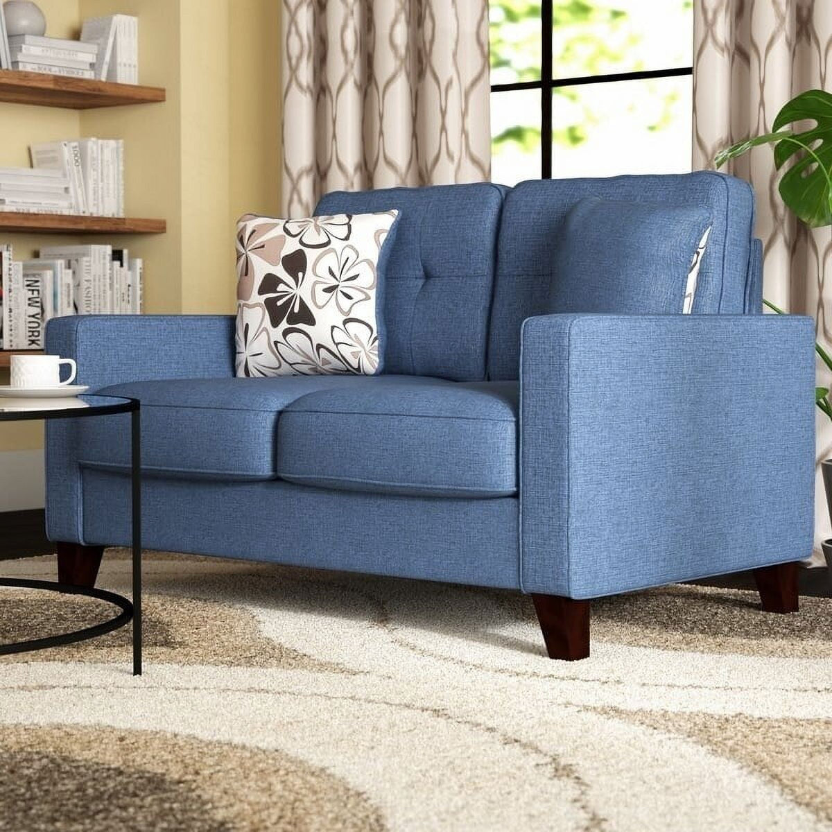 Beige Linen Upholstered Tufted Loveseat T754854