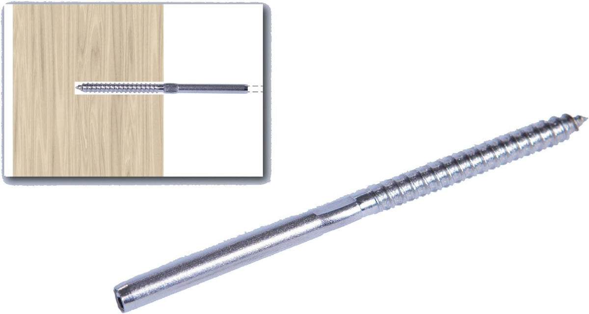 Stainless Steel Hand-Crimp Lag Stud for 1/8 Cable, Lot of 10 P795