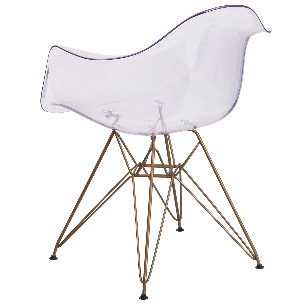 2 Pack Transparent Side Chair with Arms and Gold Base I97748
