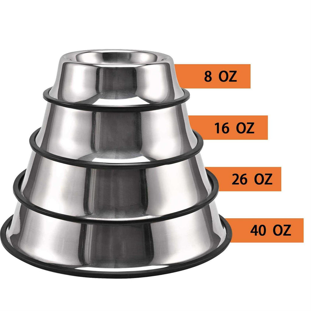 2 Packs Stainless Steel Dog Bowl with Anti-Skid Rubber Base L255340