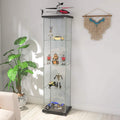 White Wood 4-Shelf Glass Display Cabinet with Door K16675
