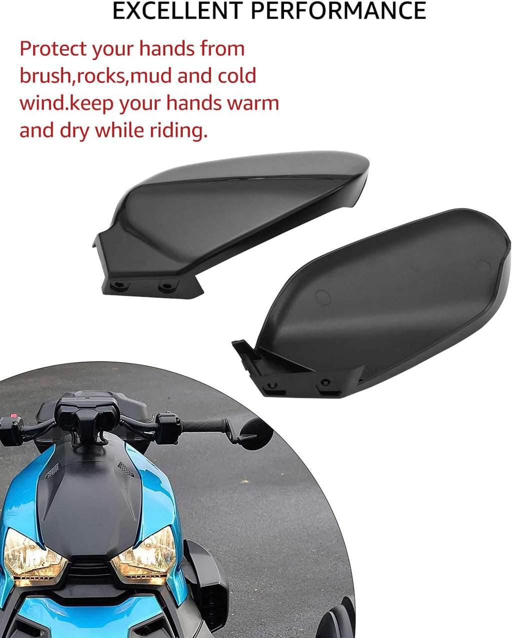 Black Plastic Hand Guards Wind Deflector Kit Pack of 2 D844