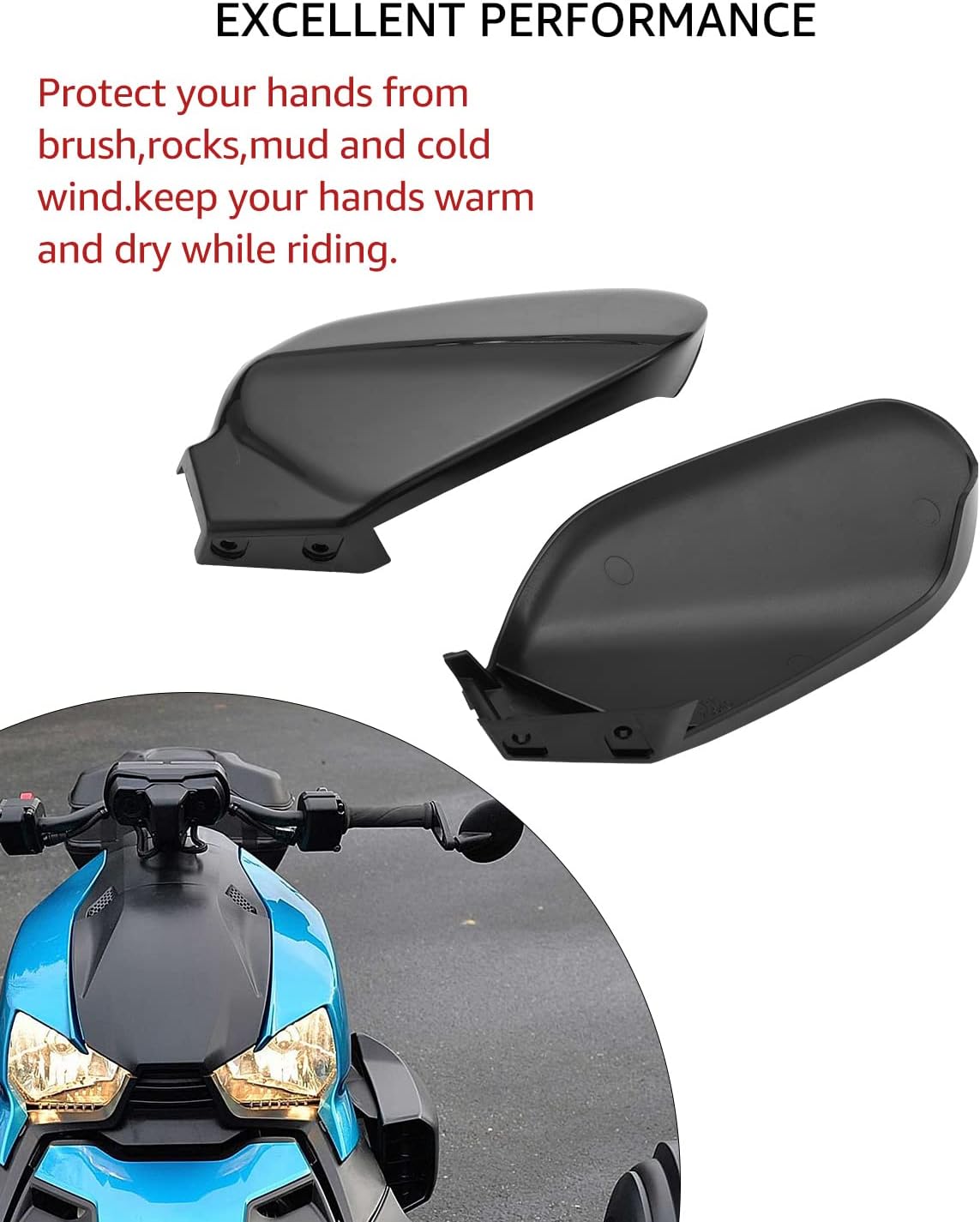 Black Plastic Hand Guards Wind Deflector Kit Pack of 2 D844