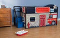 Black Blue Twin Metal Loft Bed with Storage Steps W2150