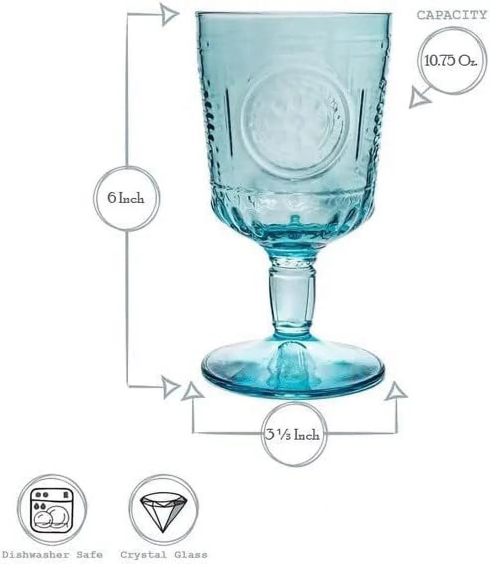 Light Blue Set Of 6 Stemware Glasses U715005