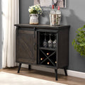 Dark Brown Wood Barn Door Bar Cabinet G940