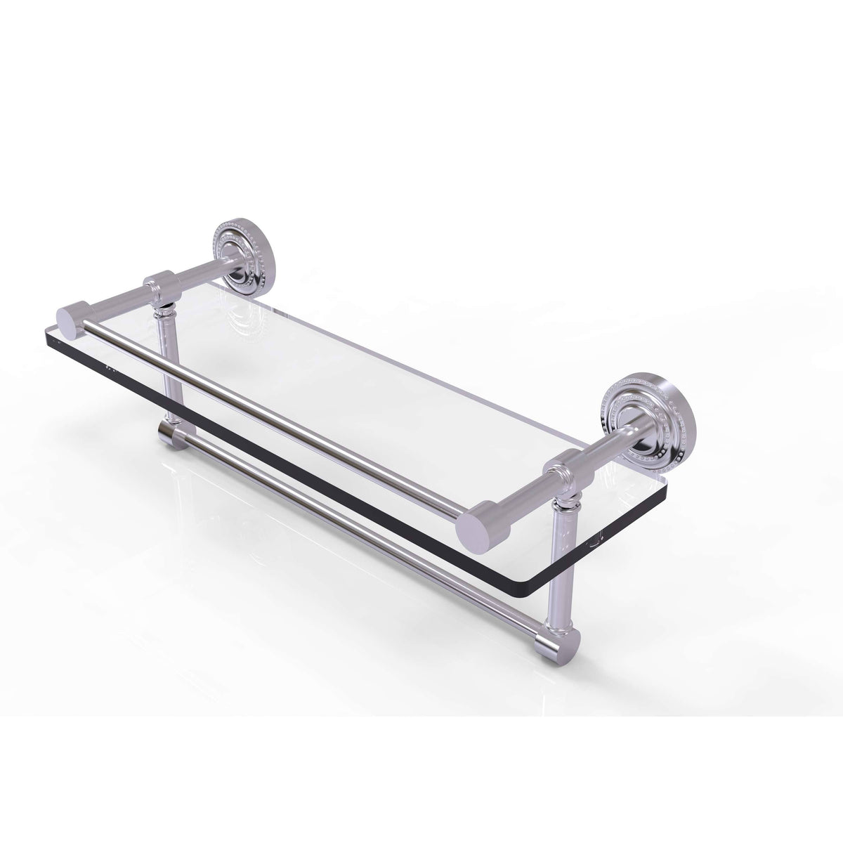 Satin Chrome Gallery Glass Shelf with Towel Bar T75411