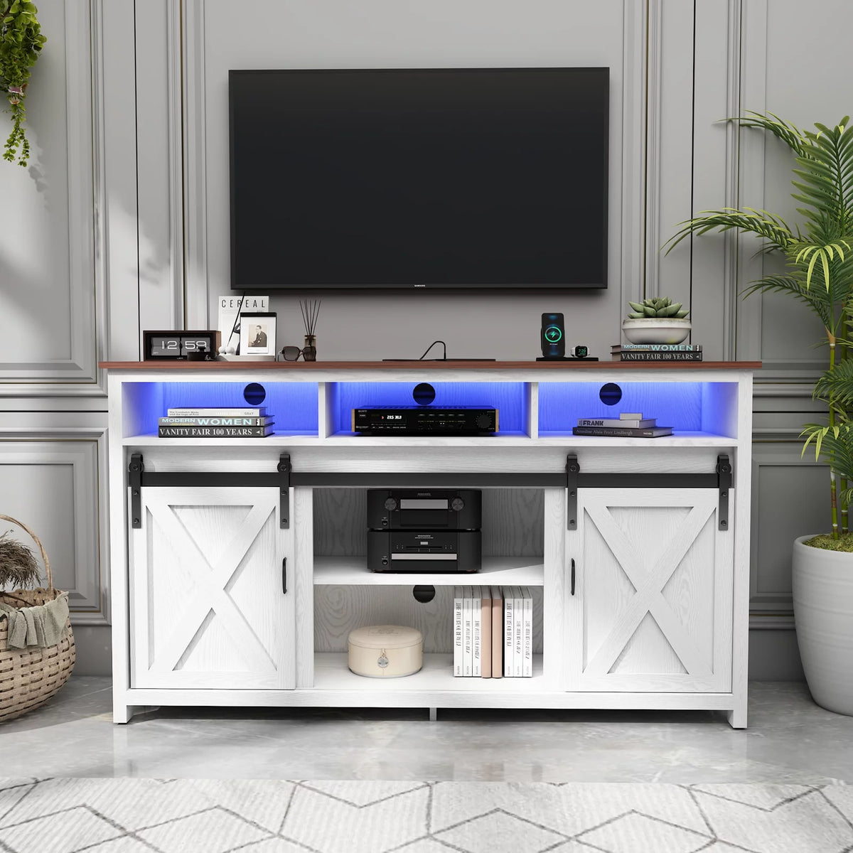 White TV Stand for 65 inch TVs S282