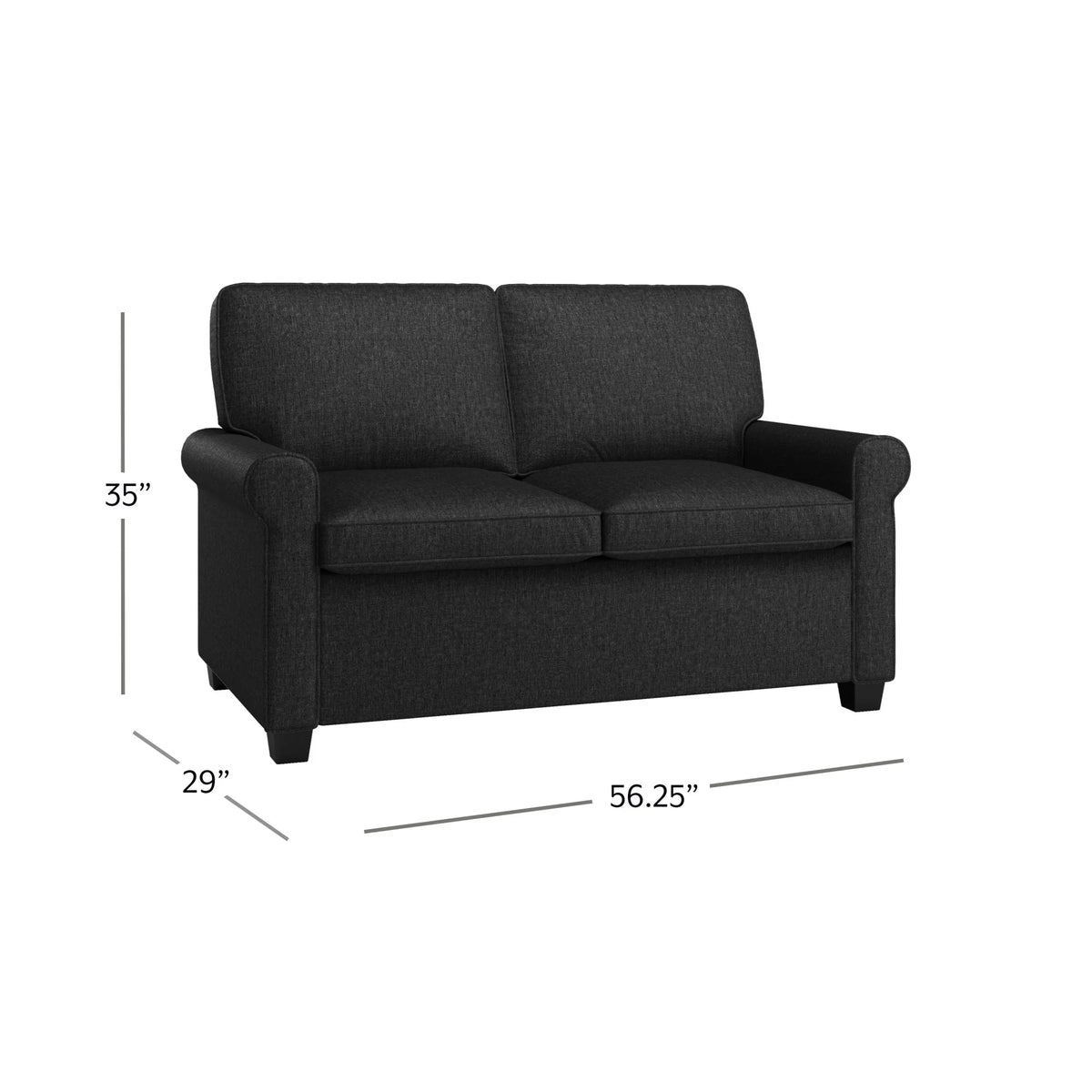 Black Twin Sleeper Loveseat T580