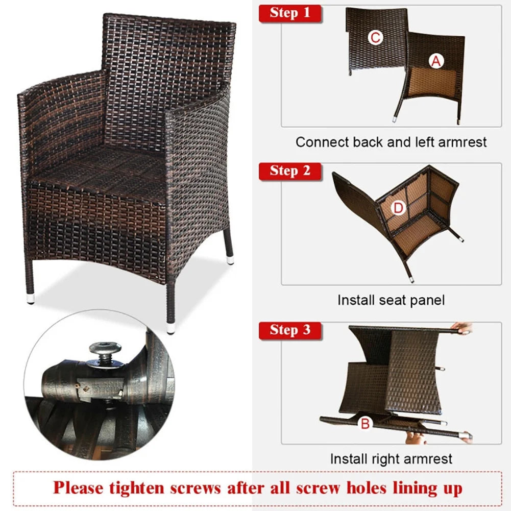 3 Piece Rattan Wicker Patio Conversation Set with Coffee Table & Chairs G113716