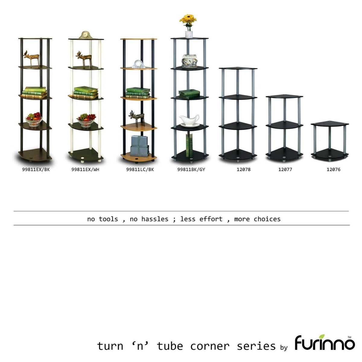 5-Tier Corner Display Shelf Bookcase in Espresso Black J641