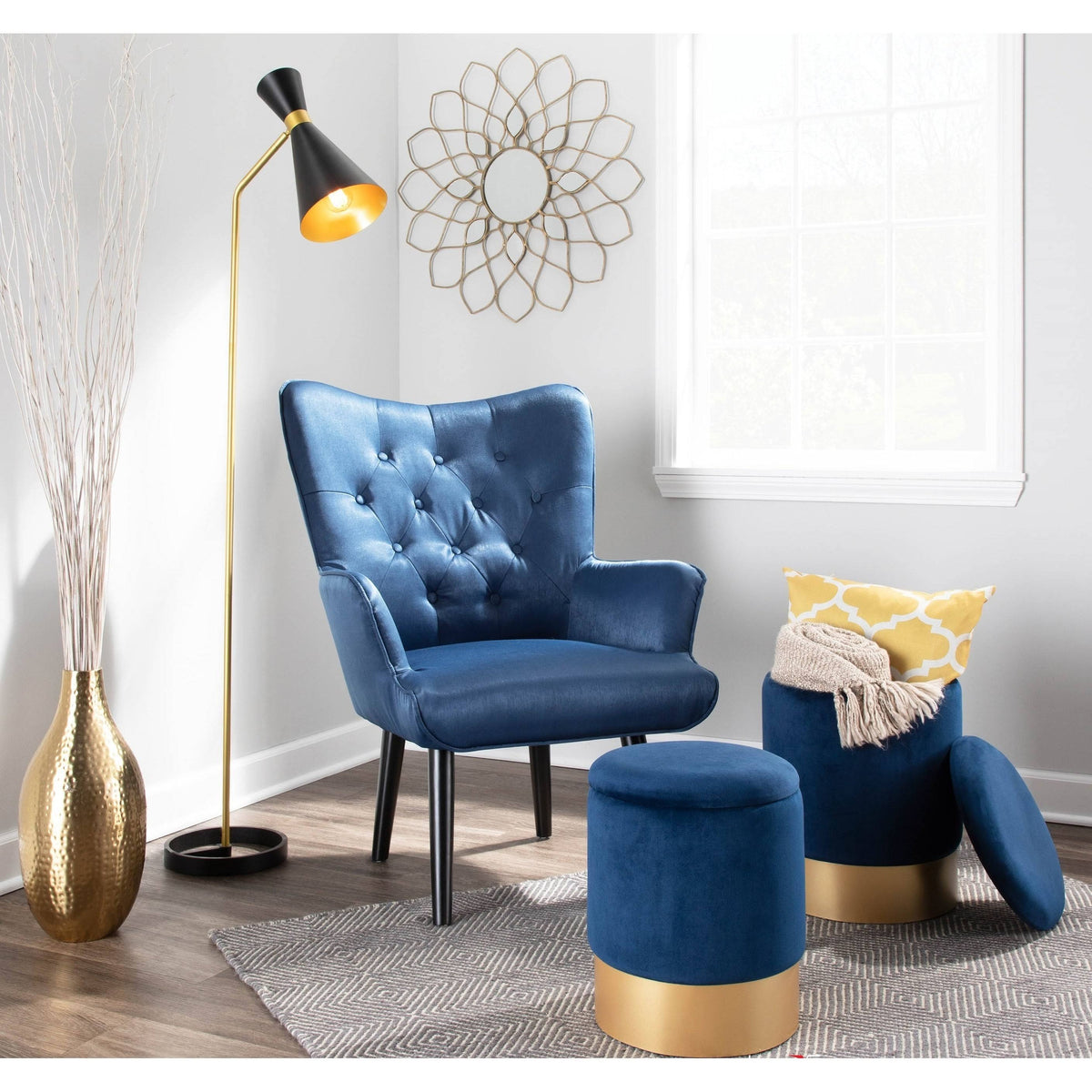 Green Satin Accent Chair with Wooden Legs U6124