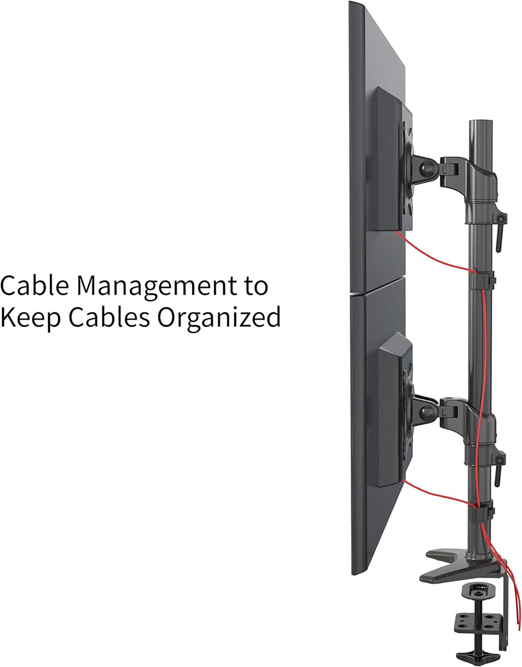 Vertical Dual Monitor Mount, Height Adjustable Heavy Duty C-Clamp and Grommet Mounting Base, VESA 75*75mm/100*100mm W2406