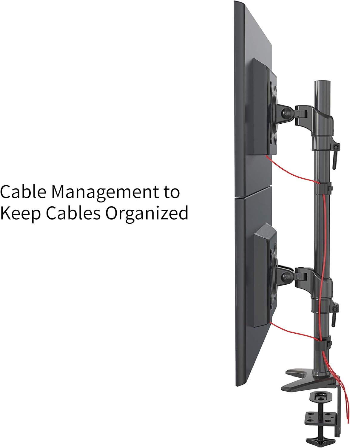 Vertical Dual Monitor Mount, Height Adjustable Heavy Duty C-Clamp and Grommet Mounting Base, VESA 75*75mm/100*100mm W2406