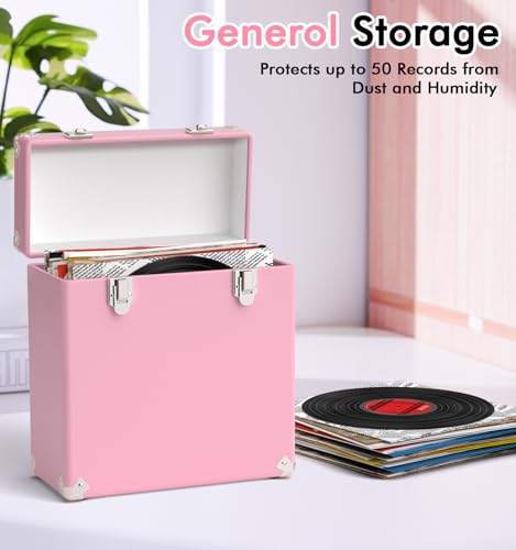 Vinyl Storage and Carrying Case Waterproof Portable Organizer Holds 50 7-12 Inch Records O756419