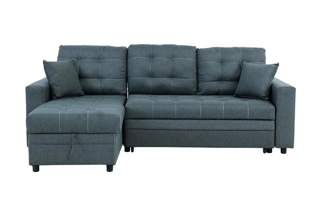 Blue Grey Convertible Sectional Sofa Chaise F55584