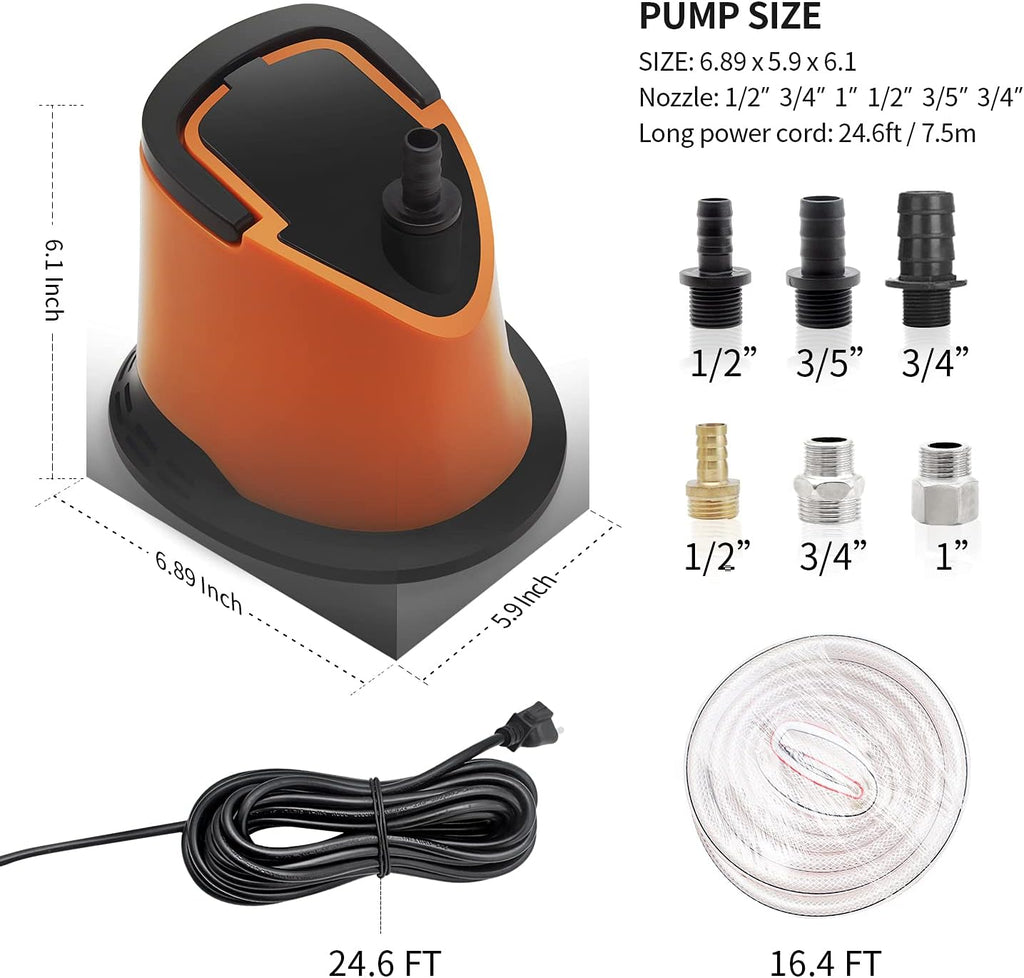 1100 GPH Submersible Water Pump with Adjustable Bottom Filter, Pack of 2 E588440