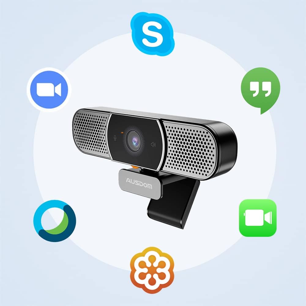 2K Webcam with Microphone and Speaker, Privacy Cover, USB Computer Camera, Pack of 2 C497