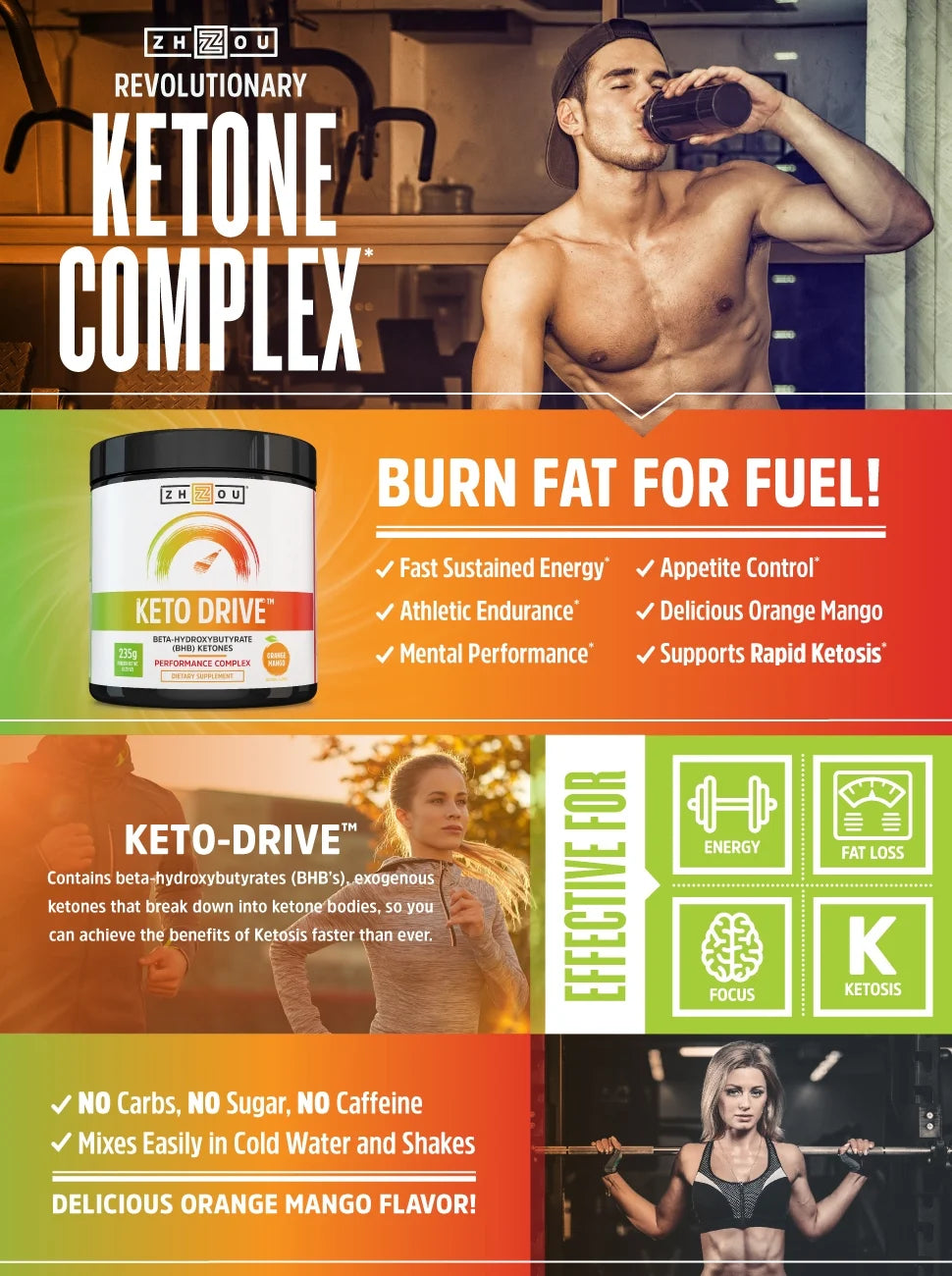 BHB Salts Orange Mango 16 Servings Ketone Complex Q8388