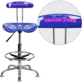Nautical Blue Chrome Drafting Stool with Tractor Seat F53775