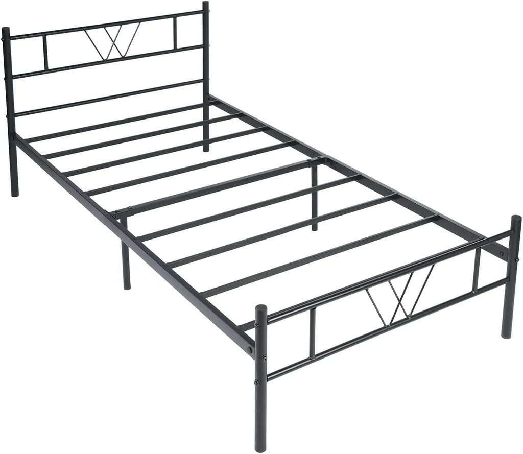 Twin Size Metal Platform Bed Frame with Headboard and Footboard W20067