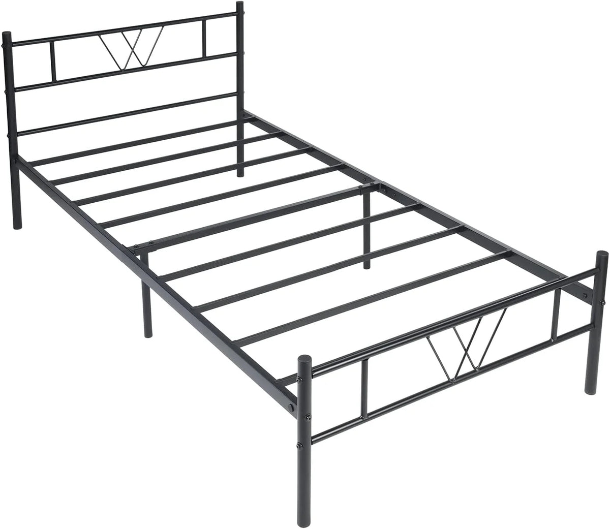 Twin Size Metal Platform Bed Frame with Headboard and Footboard W20067