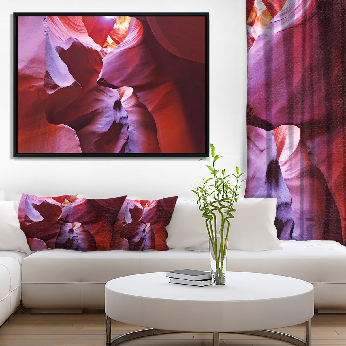 Purple Rays in Antelope Canyon Framed Canvas Print 40 in. x 30 in. G32332