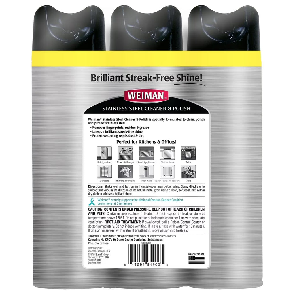 Stainless Steel Cleaner and Polish 17 Ounce 3 Count Z47752