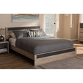 Queen Size Two-Tone Oak and Grey Wood Platform Bed I499865
