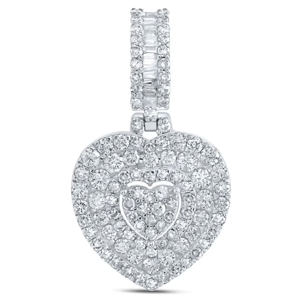 10kt White Gold Diamond Heart Pendant O219