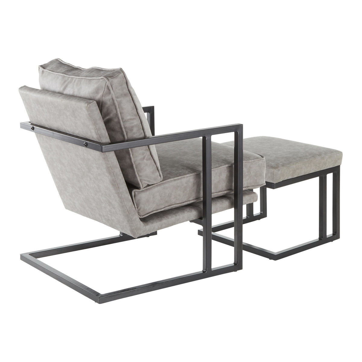 Black/Gray Lounge Chair And Ottoman Set H54026