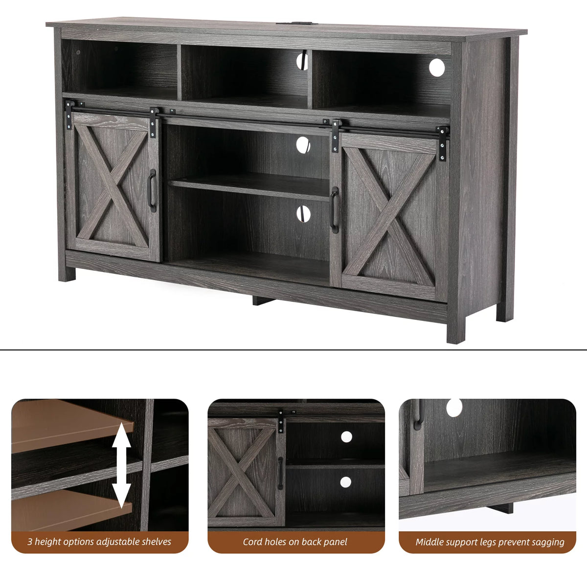 White TV Stand for 65 inch TVs S282
