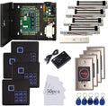 4 Doors Access Control Kit Infrared None Touch Exit Button Keypad Reader 600lbs Electric Magnetic Lock 110V Metal Power Supply Box RFID Card & Key Fob M524