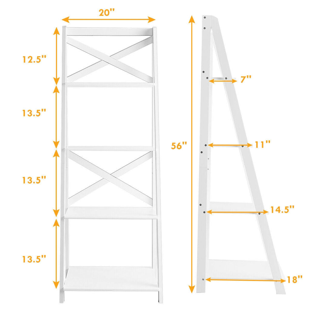 White 4-Tier Wood Display Storage Bookshelf K69438