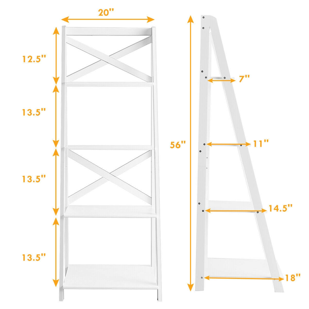 White 4-Tier Wood Display Storage Bookshelf K69438