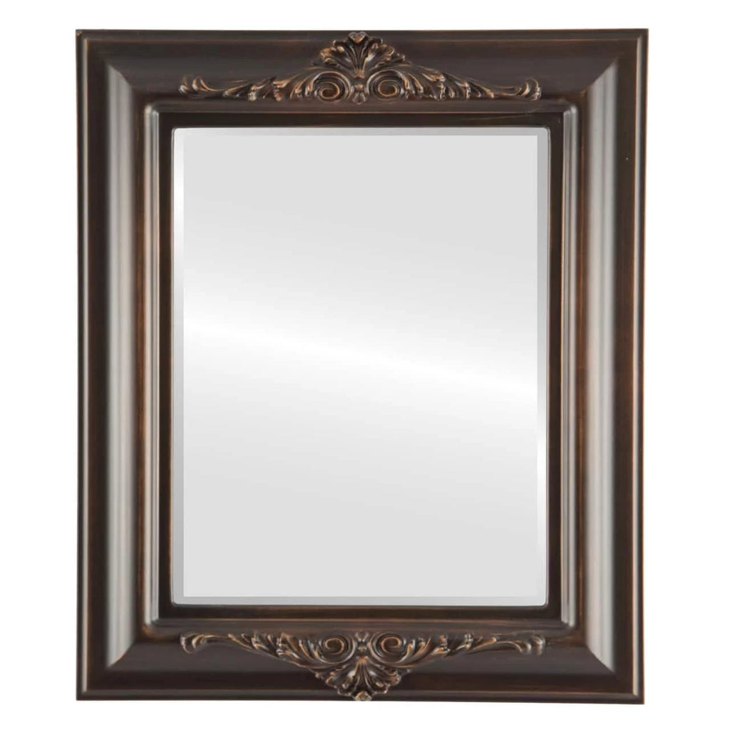 Framed Rectangle Mirror in Rubbed Bronze A304