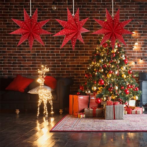 3Pcs Paper Star Lantern Lampshade Hanging Decorations M70455