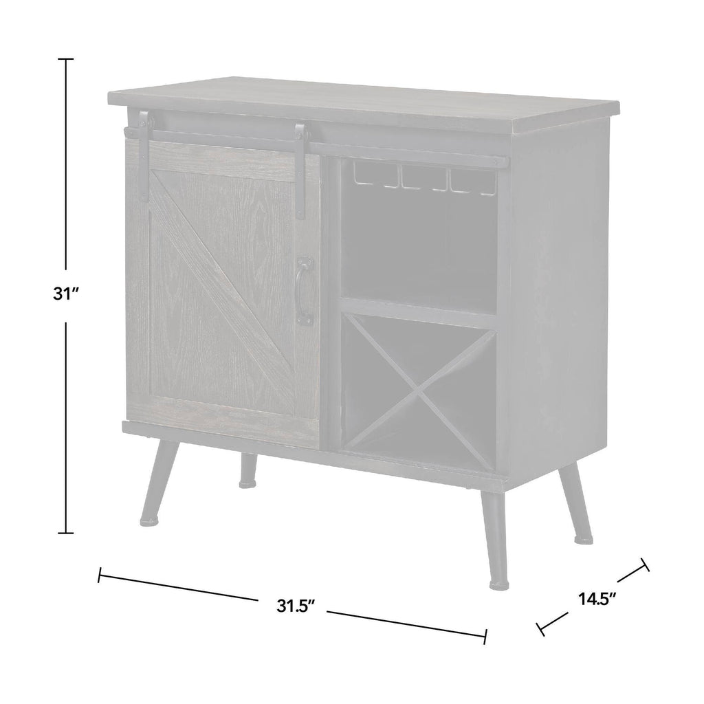 Dark Brown Wood Barn Door Bar Cabinet G940