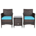 3 Piece Rattan Wicker Patio Conversation Set with Coffee Table & Chairs G113716