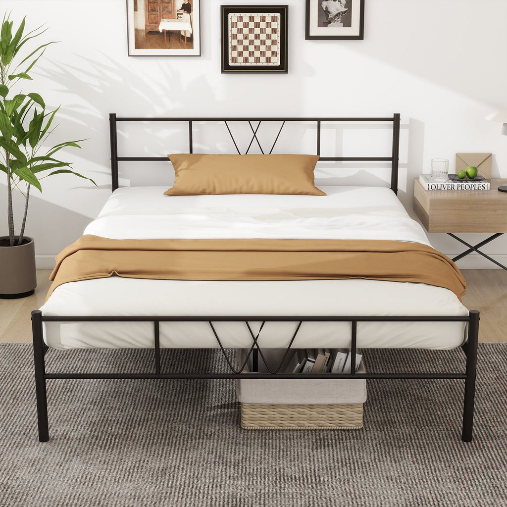 Twin Size Metal Platform Bed Frame with Headboard and Footboard W20067