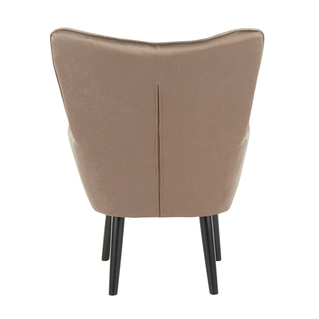 Green Satin Accent Chair with Wooden Legs U6124