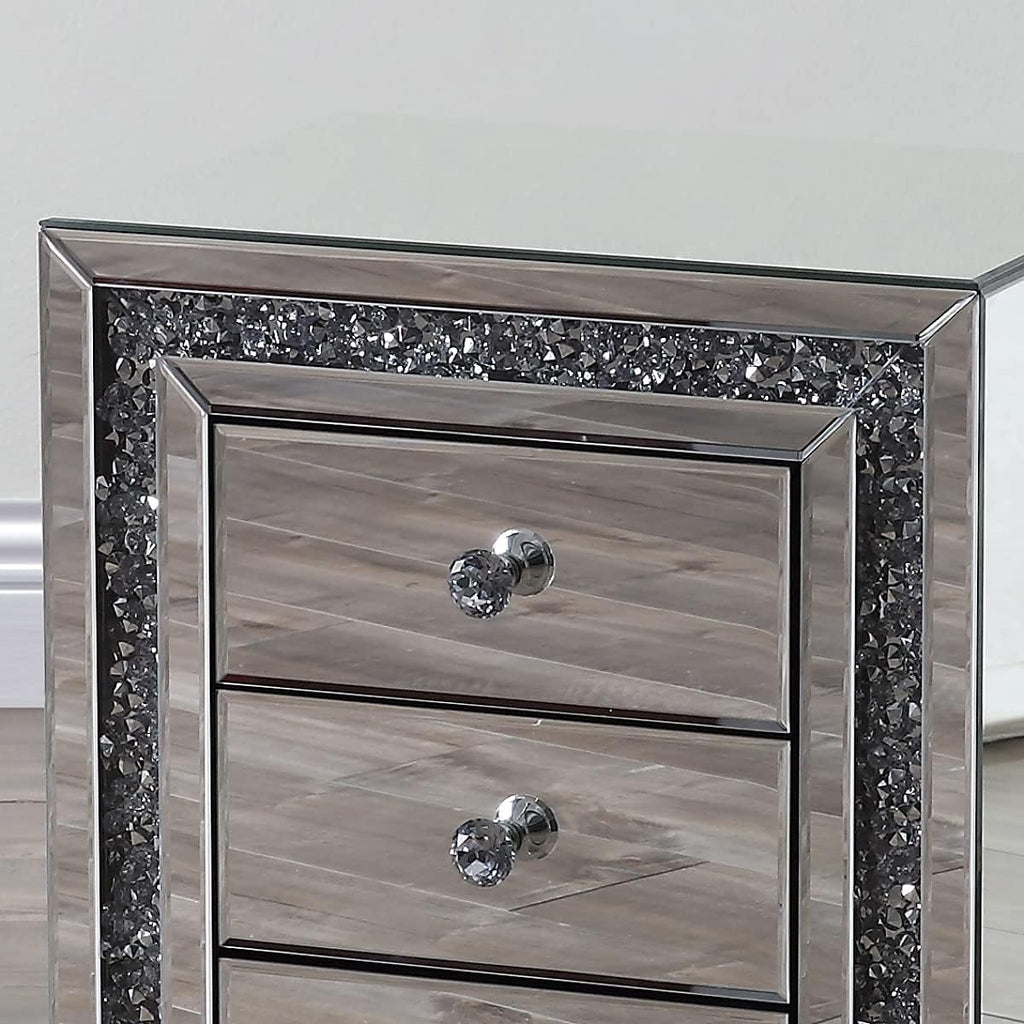 Mirrored Nightstand with Three Drawers D512