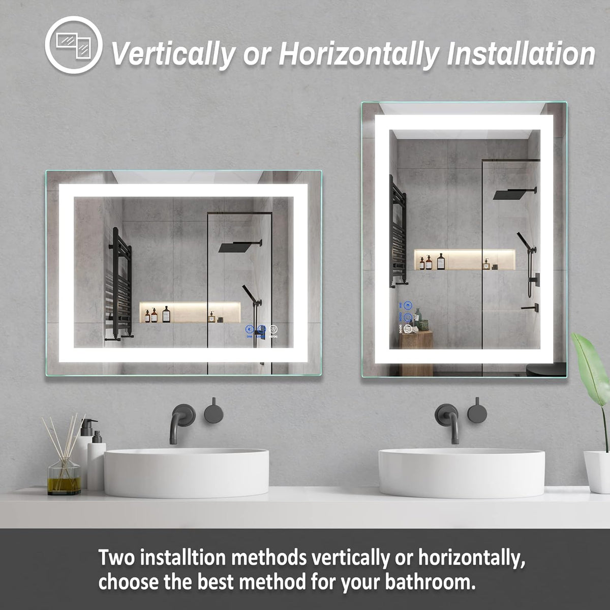 32x 24 LED Bathroom Mirror, Anti-Fog, Dimmable, Color Temperature Adjustable 3000-6000K I46578