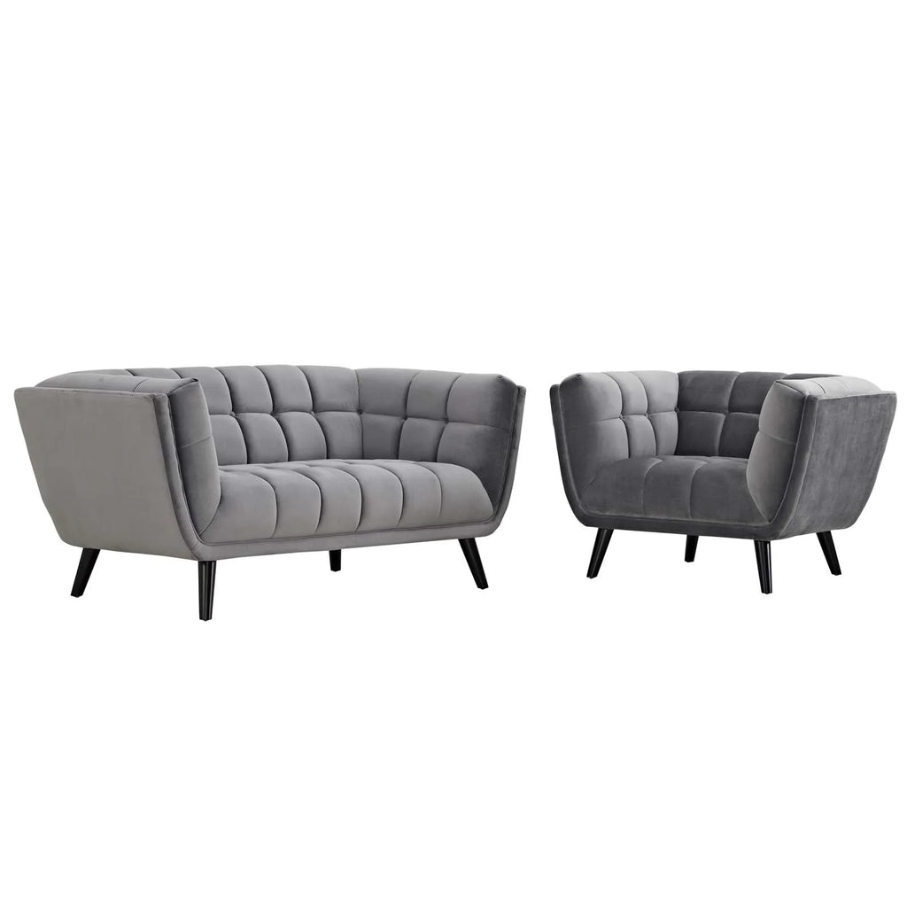 2 Piece Velvet Upholstered Loveseat and Armchair Set S95373