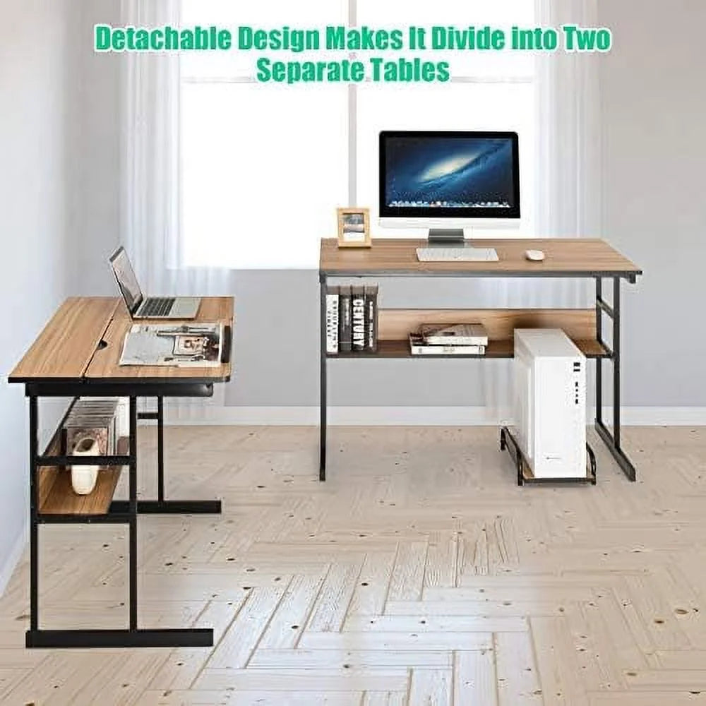 67 inches L-Shaped Corner Computer Desk with Bookshelves Q182395