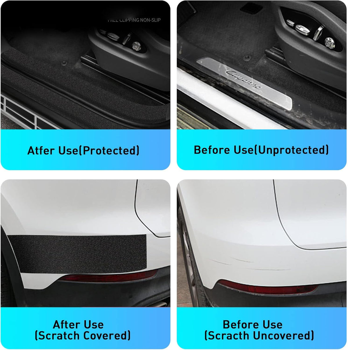 Anti-Slip Adhesive Car Door Sill Protector Sticker, Textured Black (16ft x 5cm) U86497