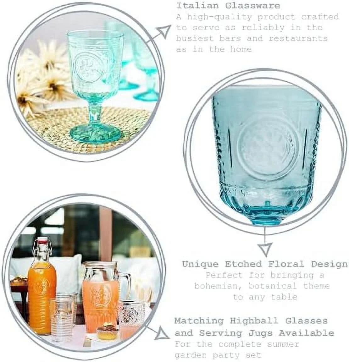 Light Blue Set Of 6 Stemware Glasses U715005