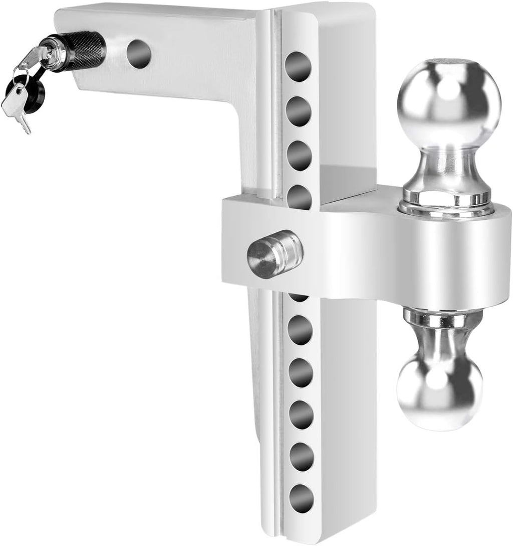 Dual Ball Mount Hitch Adjustable Drop/Rise, Aluminum Trailer Hitch, Fits 2" Receiver with Pin Lock (10 inch) X401